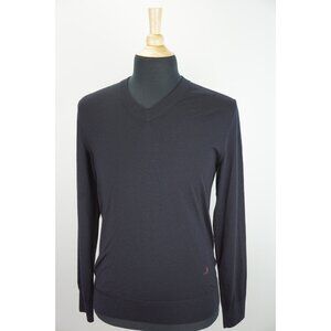 Berluti Black B Logo 100% Wool Luxury Mens Sweater Sz R 50 Made Italy MINT